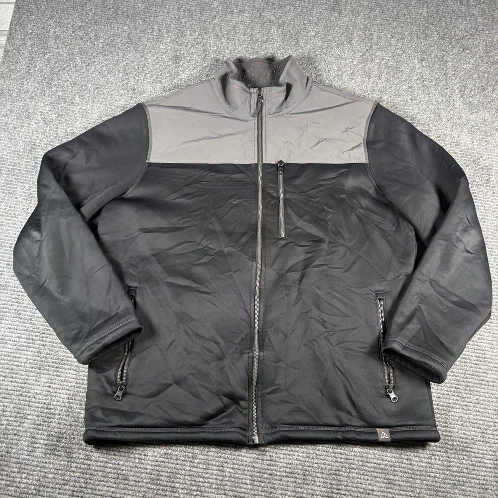 Alpine Design Jacket Mens XL Black Grey Excellent Sherpa Lined Full Zip Outdoor